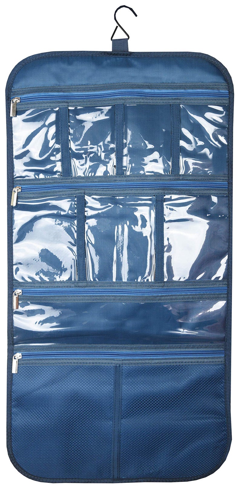 Freegrace Premium Hanging Toiletry Travel Bag  Cosmetic Jewelry Toiletry  Accessory Storage Organizer Bag Large Size Various Compartments Dark Blue